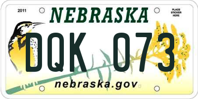 NE license plate DQK073