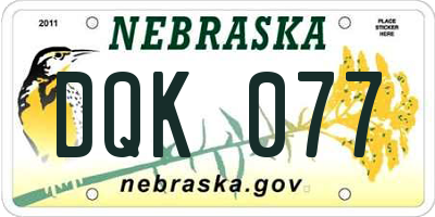 NE license plate DQK077