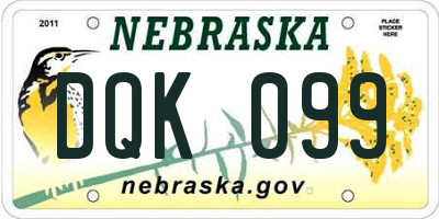 NE license plate DQK099