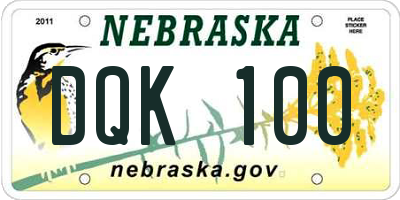 NE license plate DQK100