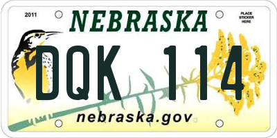 NE license plate DQK114