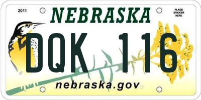 NE license plate DQK116