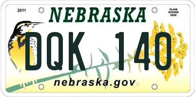 NE license plate DQK140