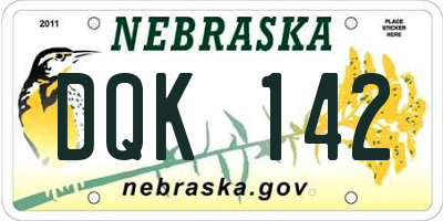 NE license plate DQK142