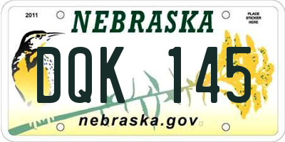 NE license plate DQK145