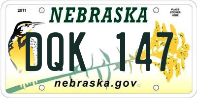 NE license plate DQK147