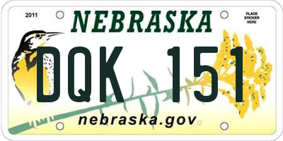 NE license plate DQK151