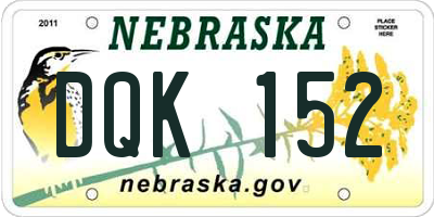 NE license plate DQK152