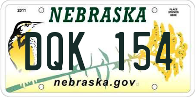 NE license plate DQK154
