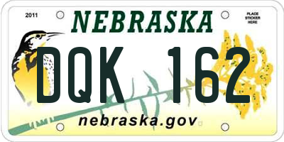 NE license plate DQK162