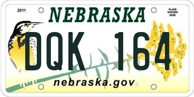 NE license plate DQK164