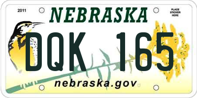 NE license plate DQK165