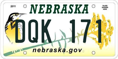 NE license plate DQK171