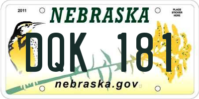 NE license plate DQK181