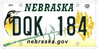 NE license plate DQK184