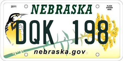 NE license plate DQK198