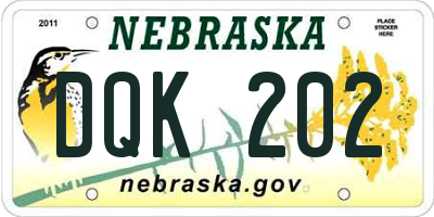 NE license plate DQK202