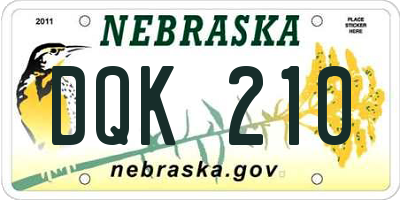 NE license plate DQK210