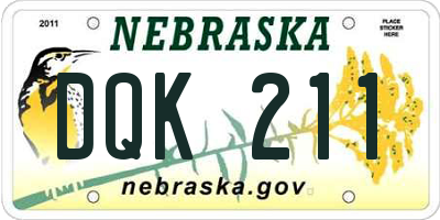 NE license plate DQK211