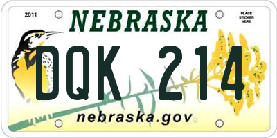 NE license plate DQK214