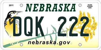 NE license plate DQK222