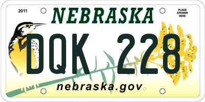 NE license plate DQK228