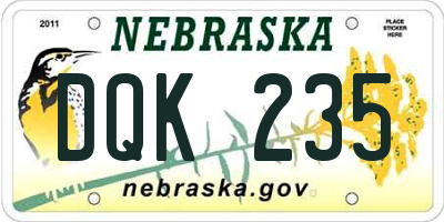 NE license plate DQK235