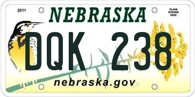 NE license plate DQK238