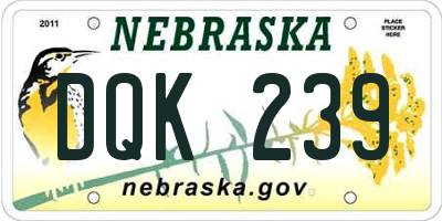 NE license plate DQK239