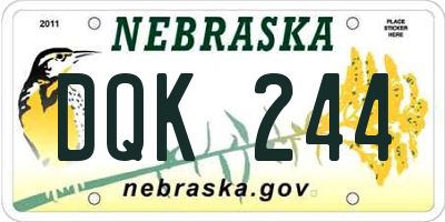 NE license plate DQK244