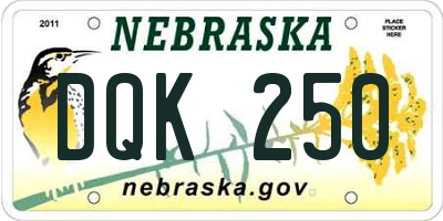 NE license plate DQK250