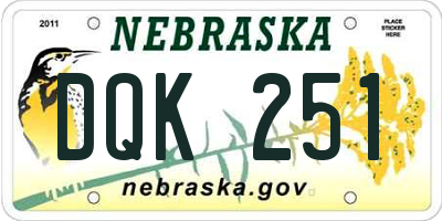 NE license plate DQK251
