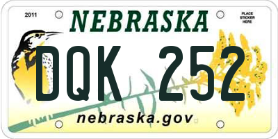 NE license plate DQK252