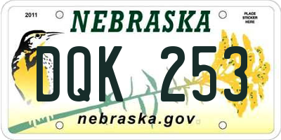 NE license plate DQK253