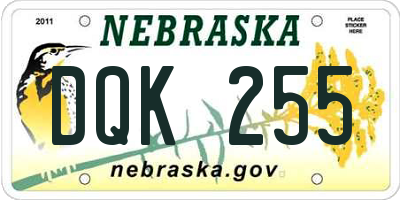 NE license plate DQK255