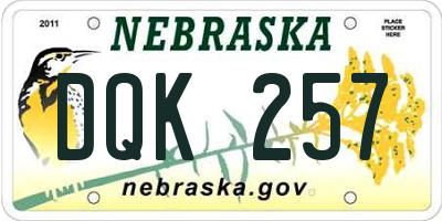 NE license plate DQK257