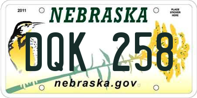 NE license plate DQK258
