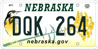 NE license plate DQK264