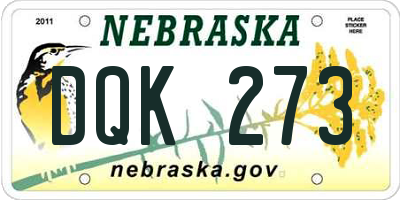 NE license plate DQK273