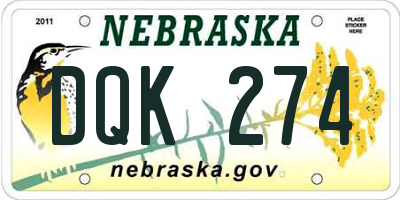 NE license plate DQK274
