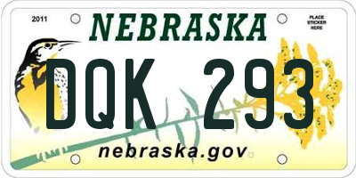 NE license plate DQK293