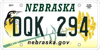 NE license plate DQK294