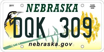 NE license plate DQK309