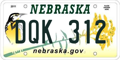 NE license plate DQK312