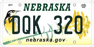 NE license plate DQK320