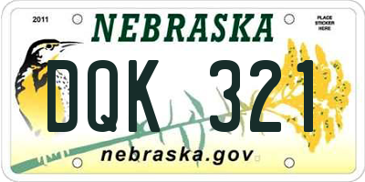 NE license plate DQK321