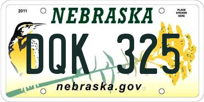 NE license plate DQK325