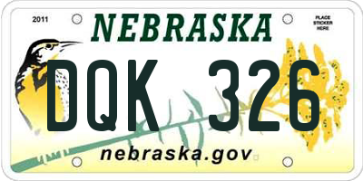 NE license plate DQK326