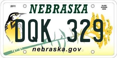 NE license plate DQK329