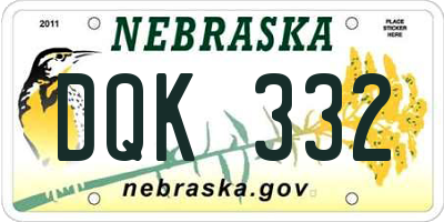 NE license plate DQK332